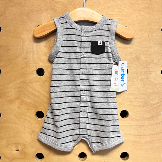 Grey & Black Striped Anchor Romper NEW!