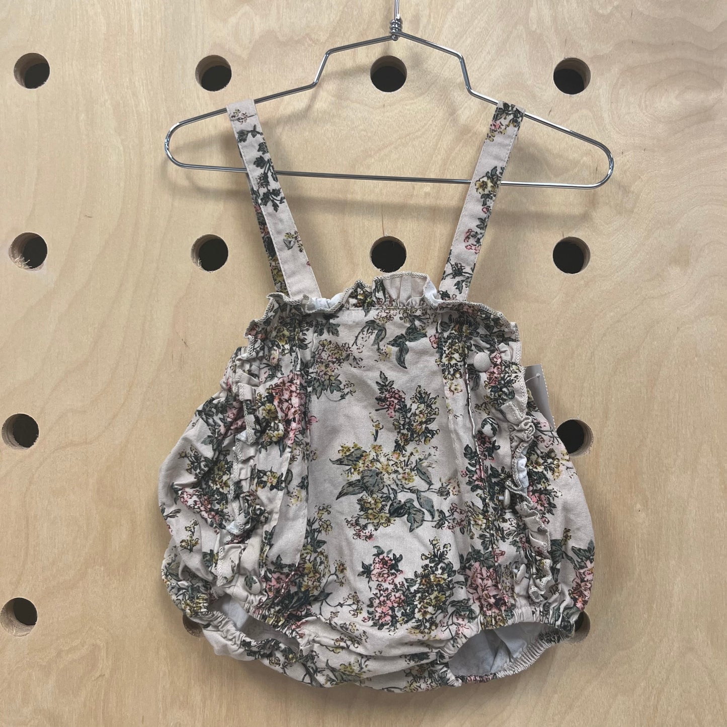 Beige Wildflower Bubble Romper