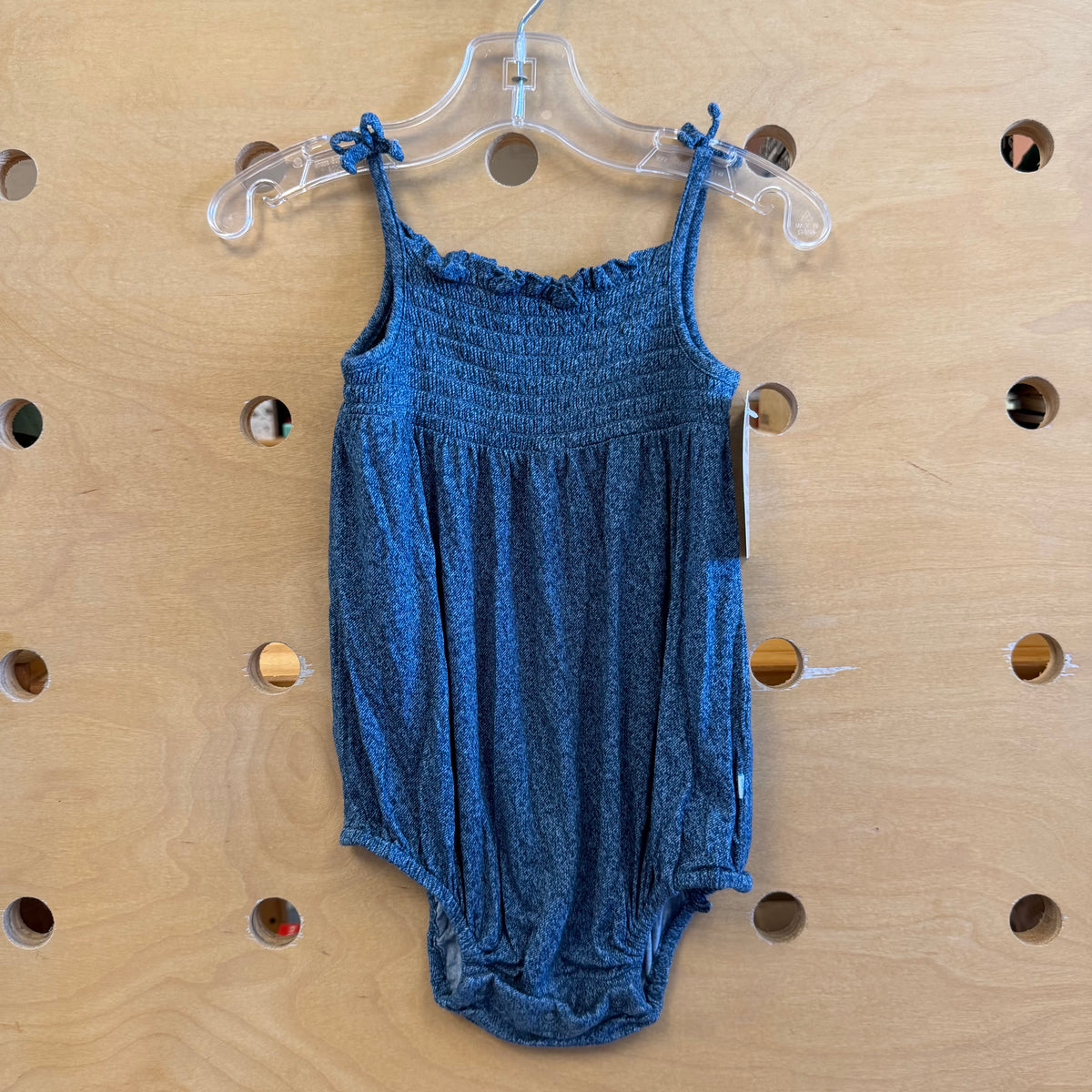 Blue Heathered Smocked Romper