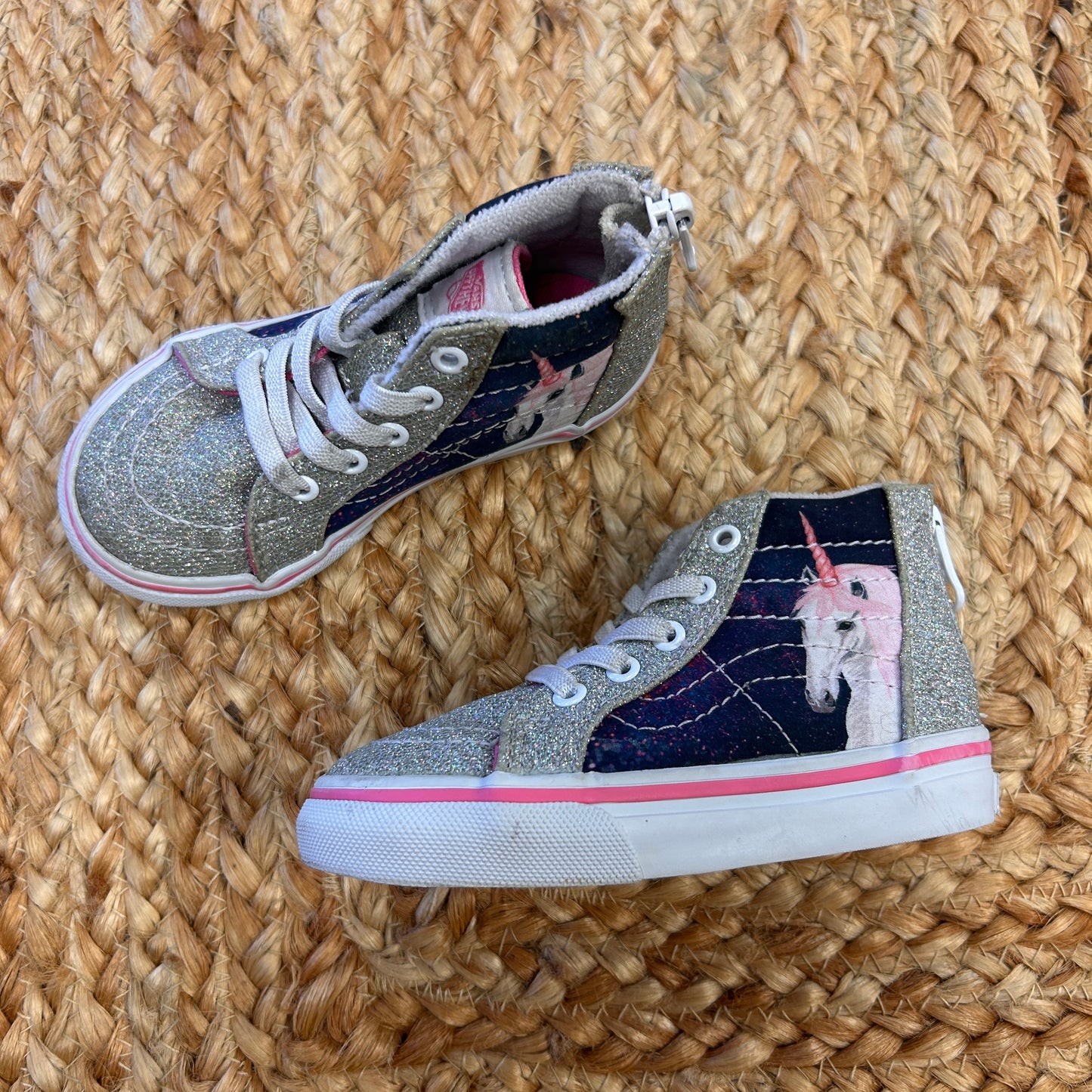 Silver Glitter Unicorn Zip Up Shoes