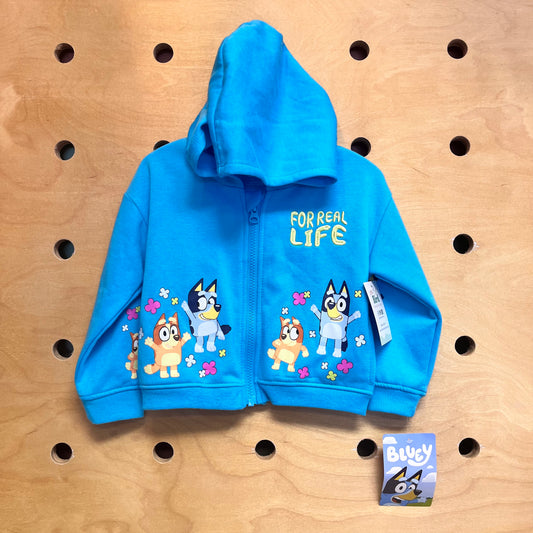 Blue 'For Real Life' Zip Hoodie