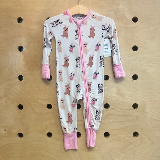 White/Pink Bamboo Blend Dogs Zippy