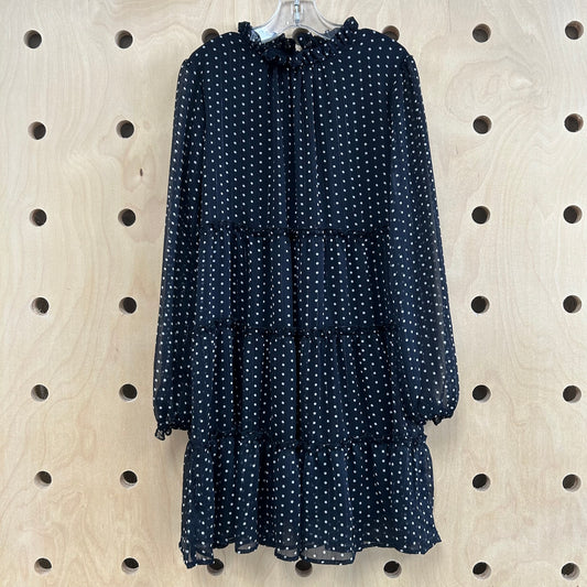 B+W+Silver Polka Dot Chiffon Dress