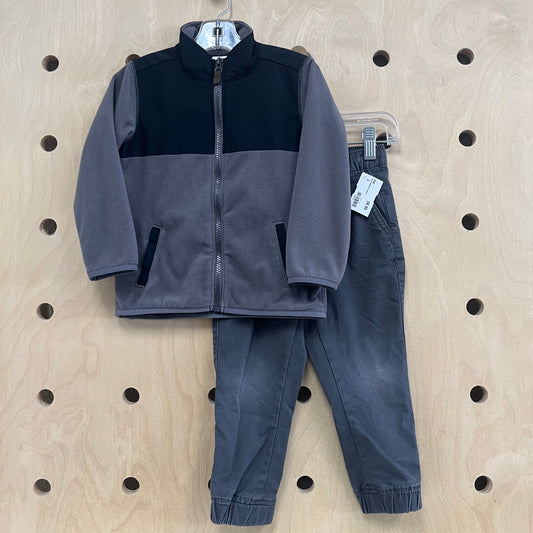 Black & Grey Fleece Jacket