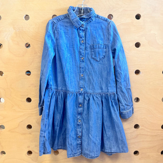 Button Up Long Sleeve Denim Dress