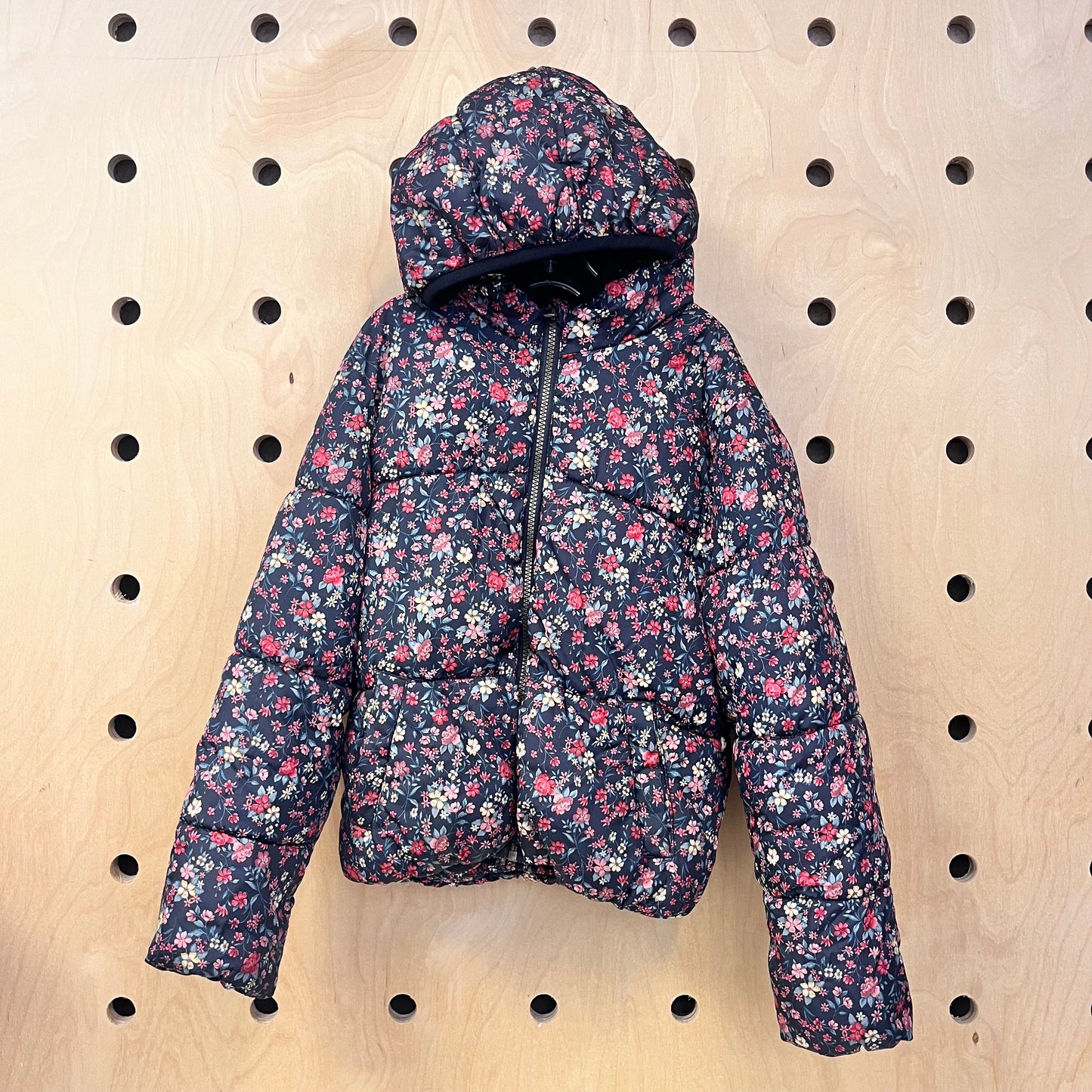 Black Floral Puffer Jacket