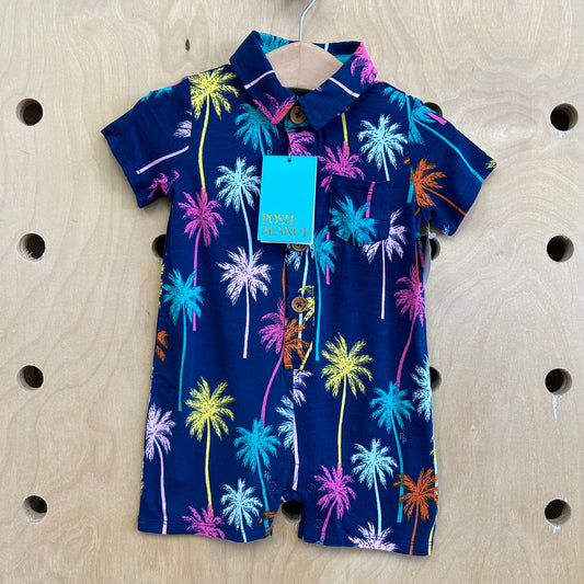 Blue Palm Tree Bamboo Romper NEW!