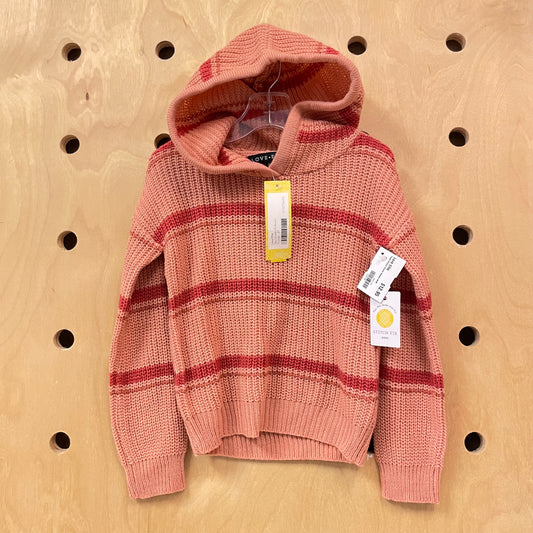 Peach Striped Hoodie Sweater NEW!