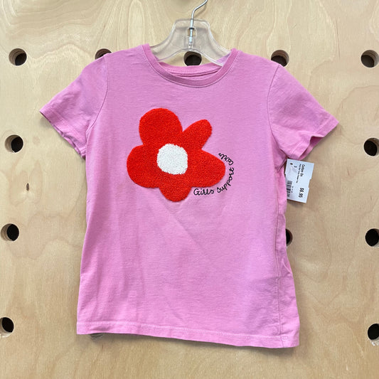 Pink Red Terry Flower Tee