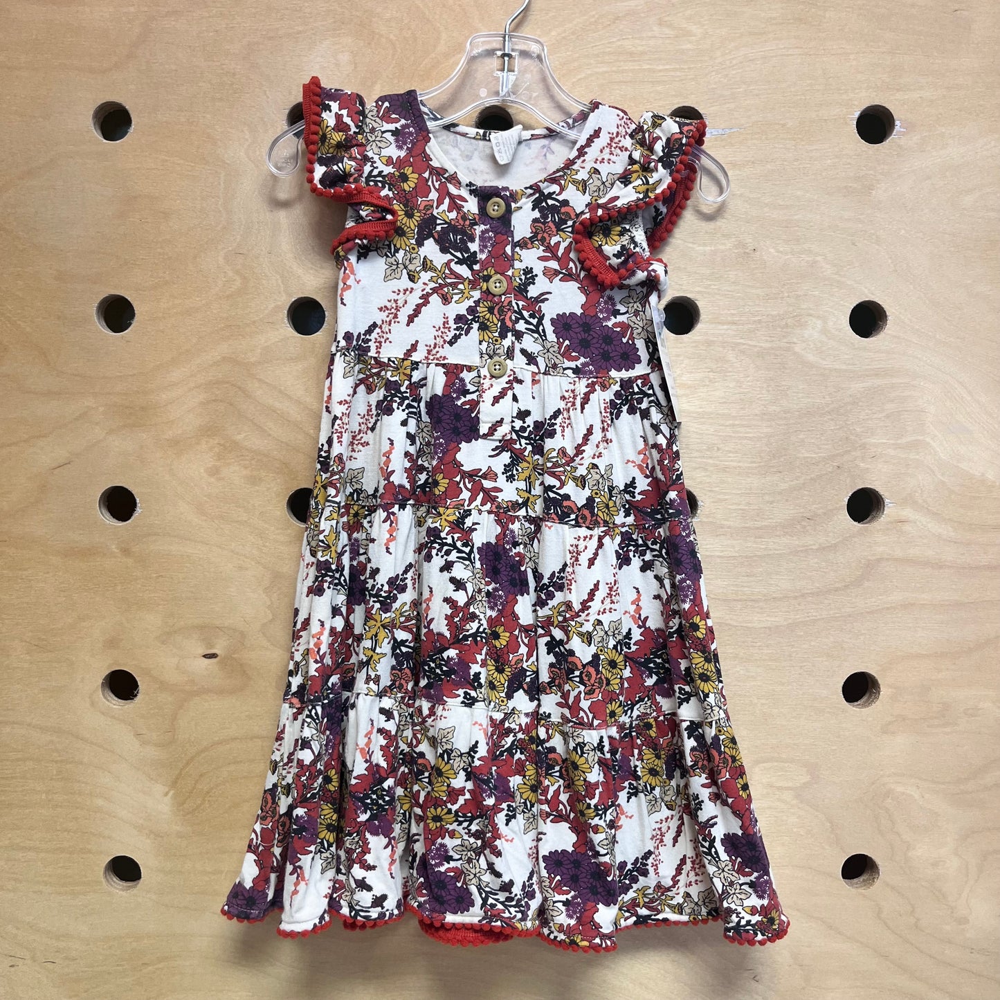 Cream Multicolor Floral Modal Dress