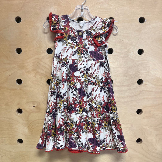 Cream Multicolor Floral Modal Dress