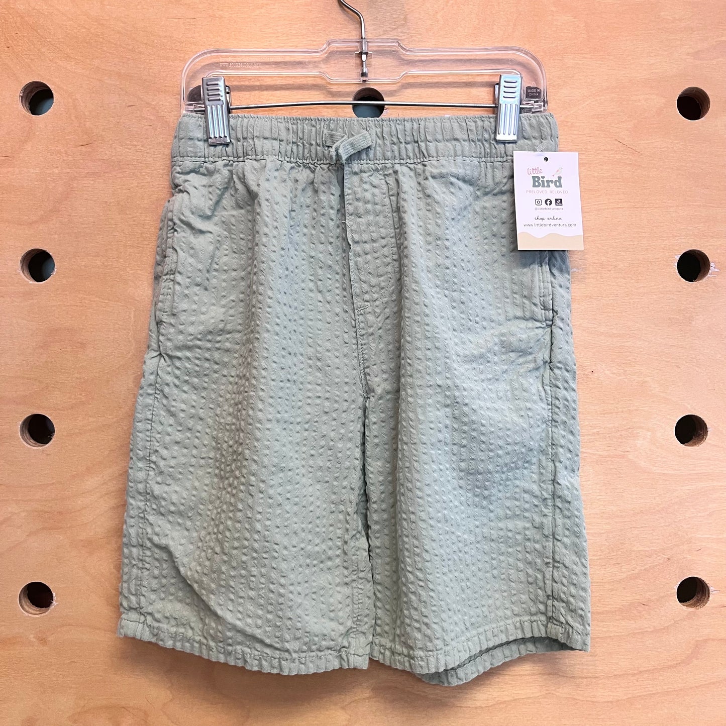 Mint Textured Drawstring Shorts