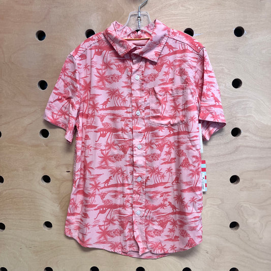 Pink Dinos/Palm Trees Button Up NEW!