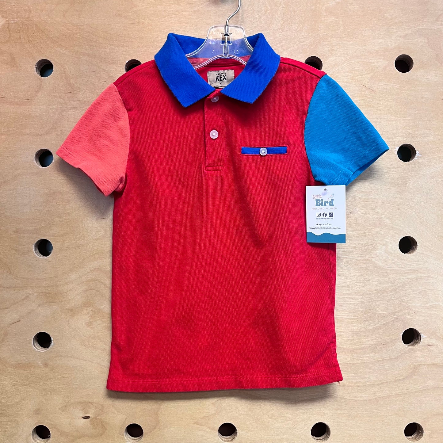 Red Colorblock Polo