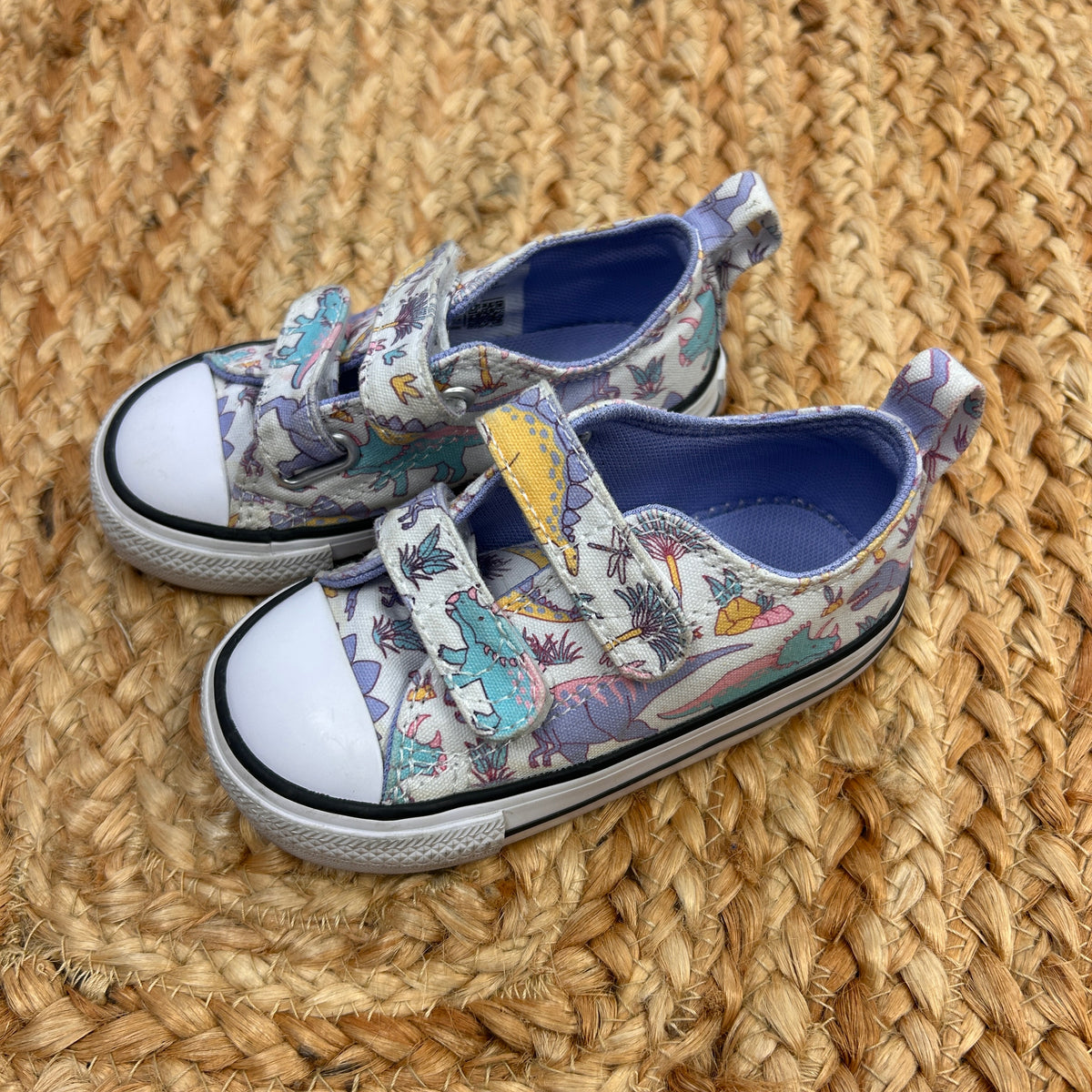 White Dinoverse Velcro Low Tops