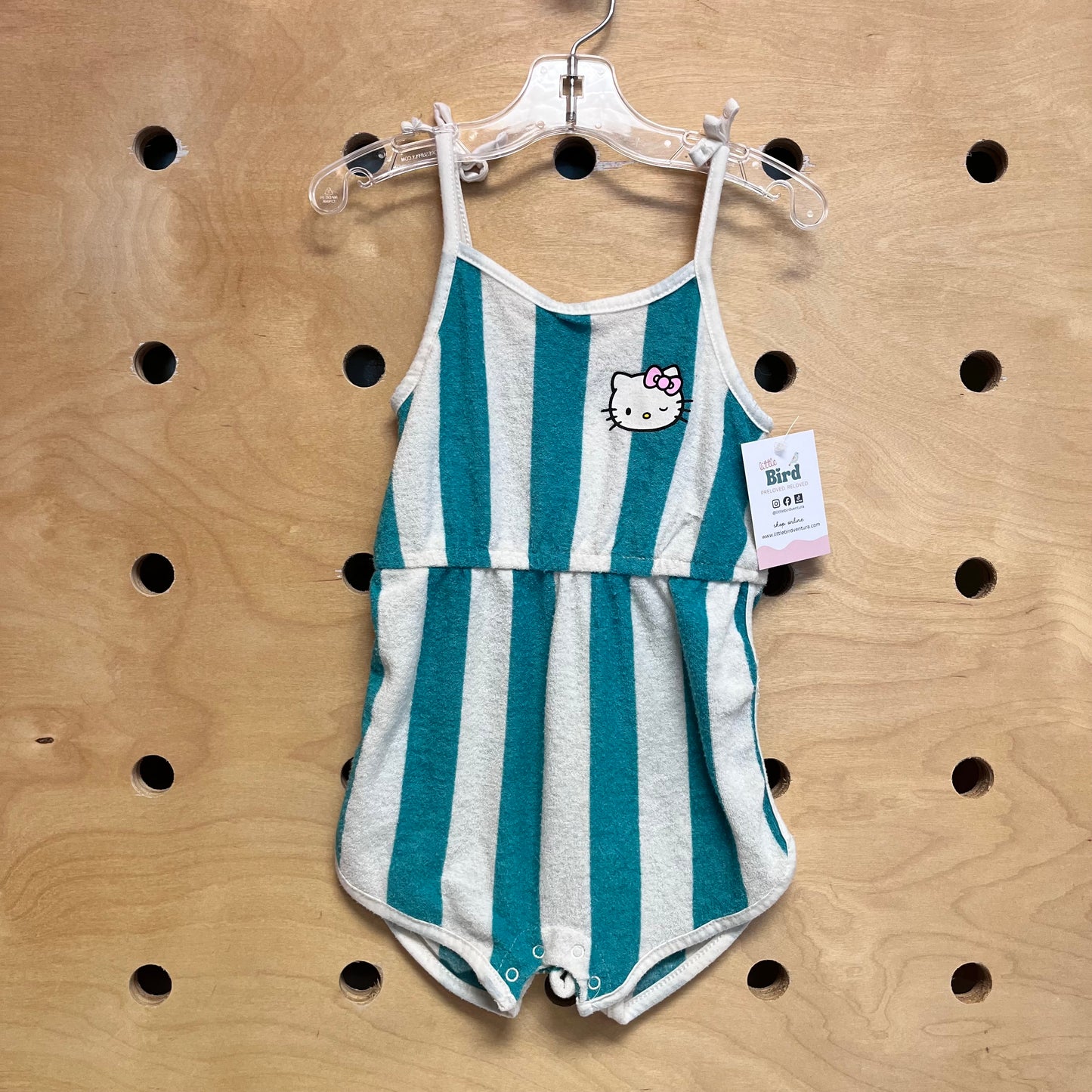 Green Striped Hello Kitty Terry Romper
