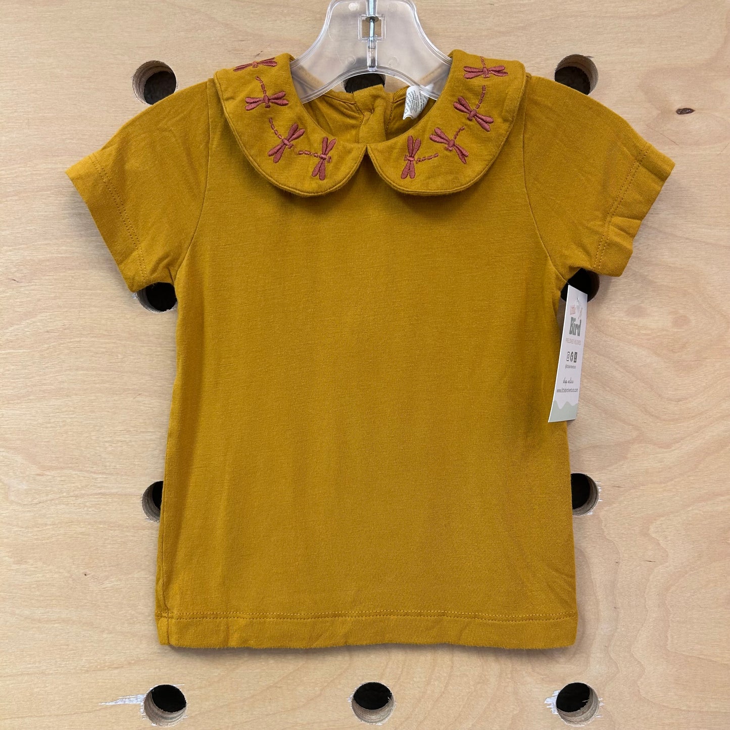 Mustard Embroidered Firefly Bamboo Tee