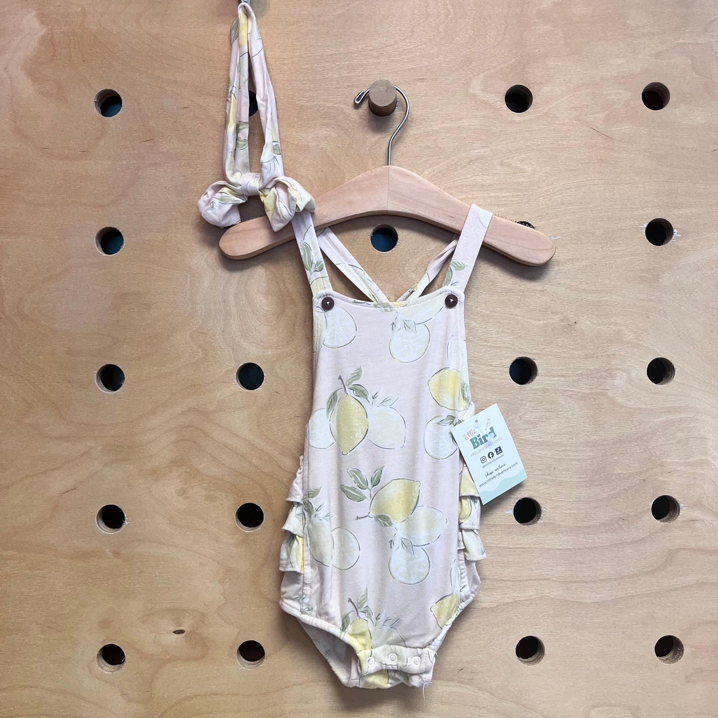Pink/Yellow Bamboo Lemons Romper