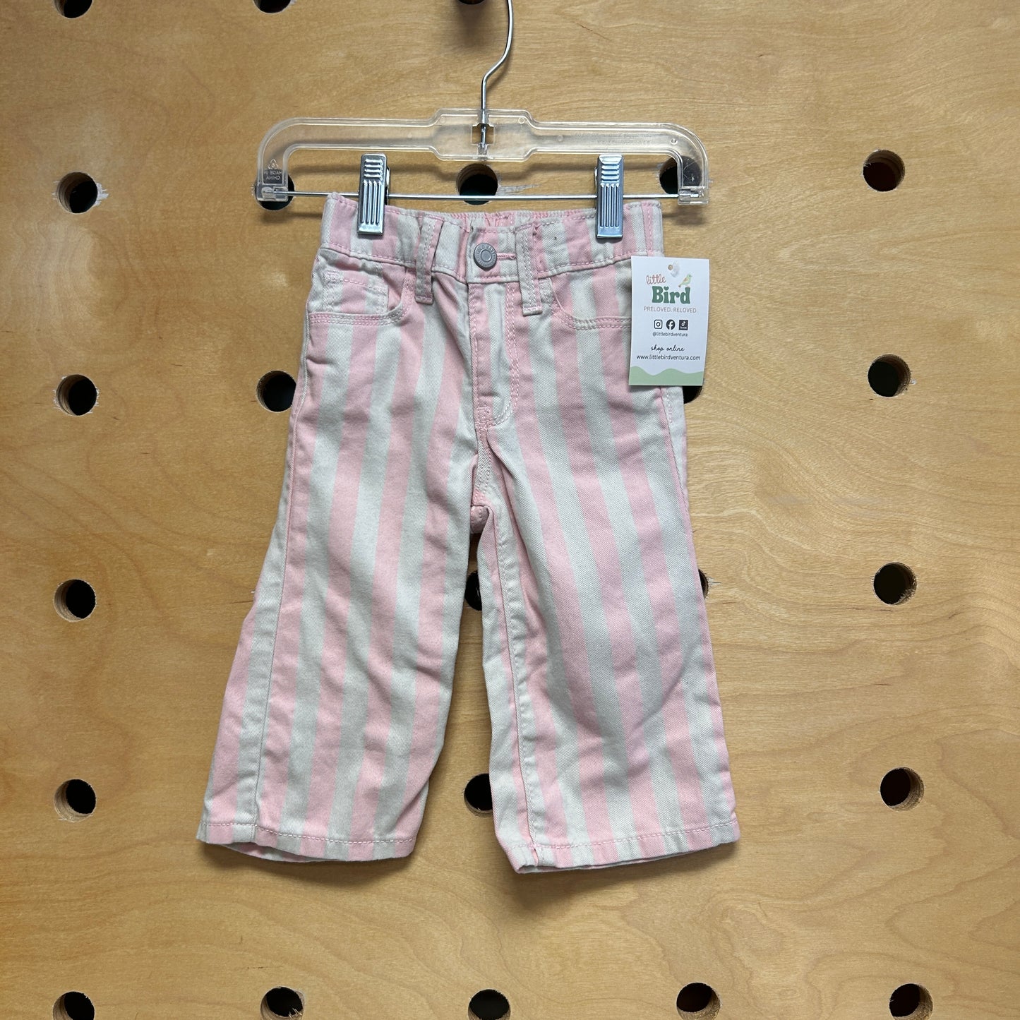 Pink/White Striped Denim Pants