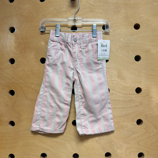 Pink/White Striped Denim Pants