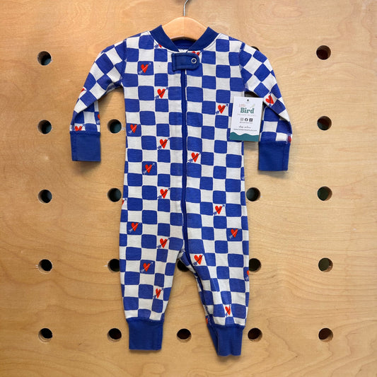 Organic Blue Checkered Hearts Zippy