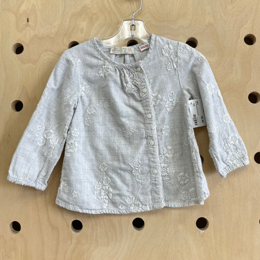 Grey Embroidered Floral Top