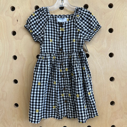 B+W Gingham Floral Dress