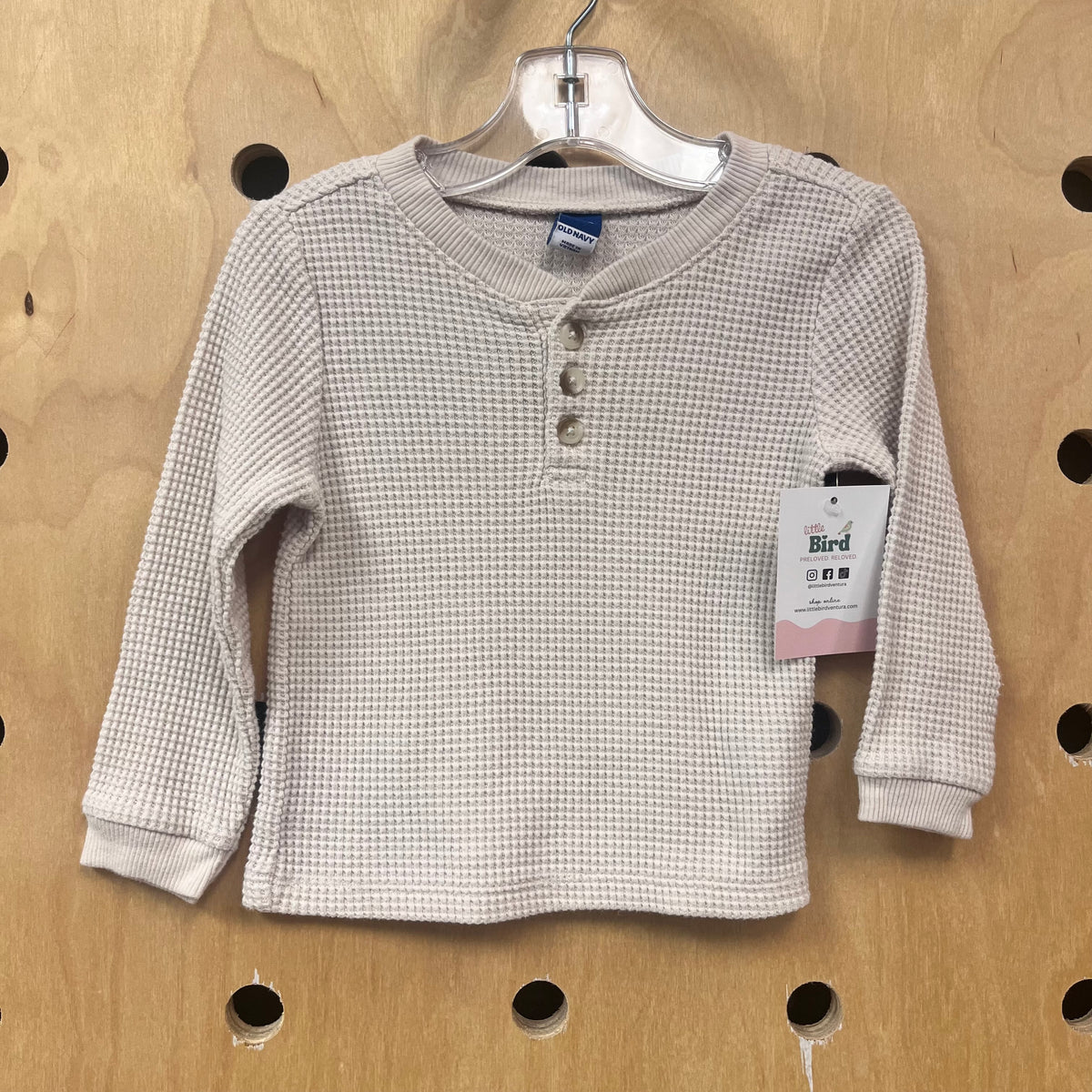 Cream Waffle Knit Henley