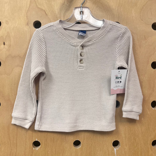 Cream Waffle Knit Henley