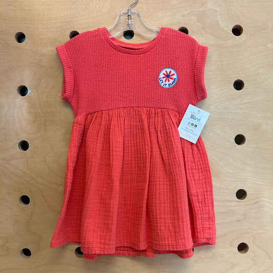 Coral Waffle/Tulle Dress