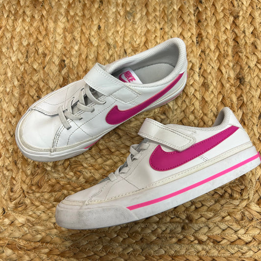 White & Pink Court Legacy Velcro Sneakers