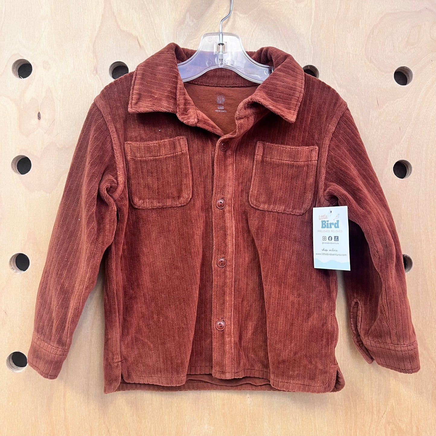 Brown Velour Button Up