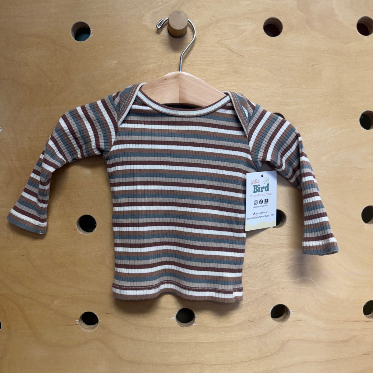 Browns/Green Striped Ribbed LS