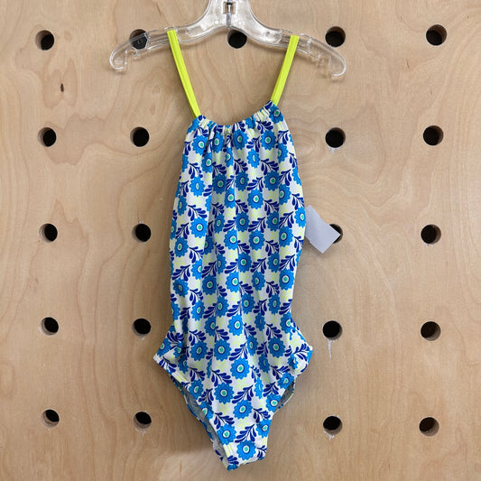 Blue + Yellow Floral Swimsuit