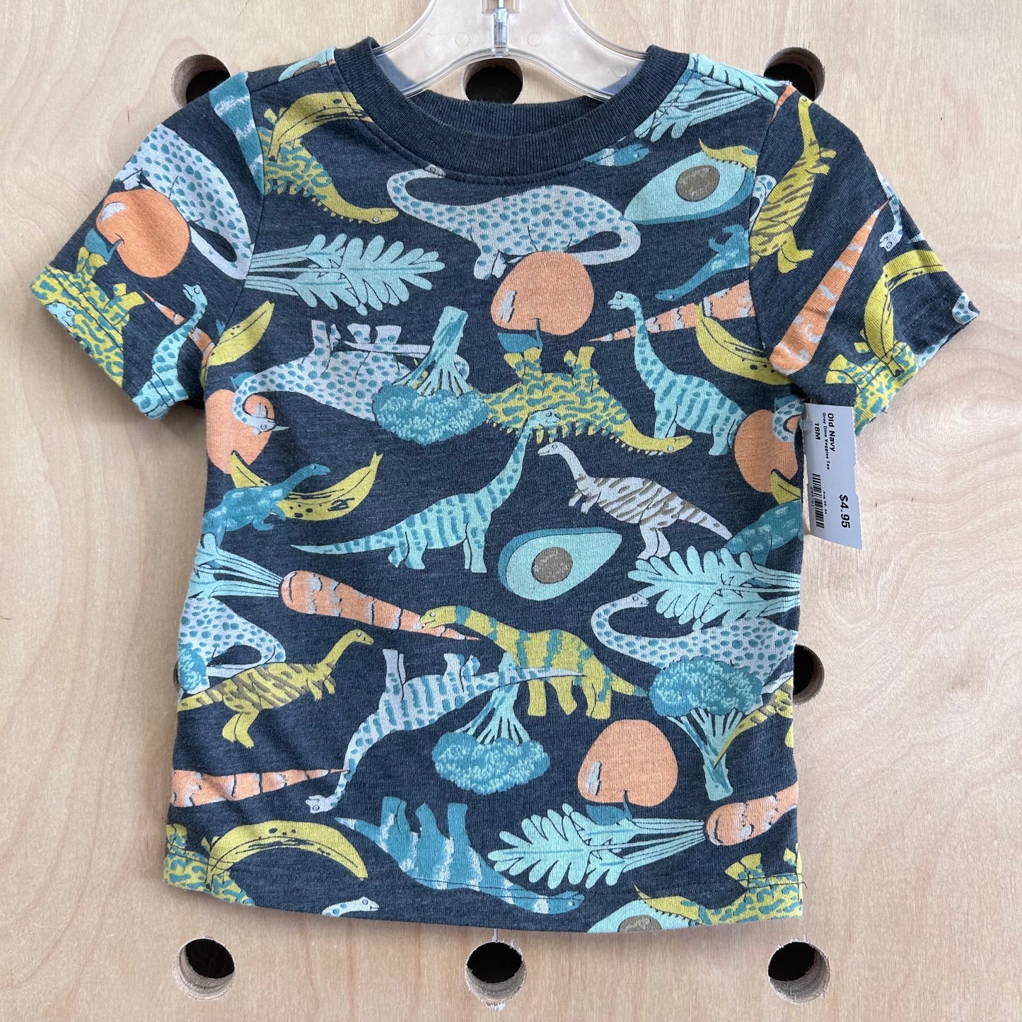 Grey Dino Veggies Tee