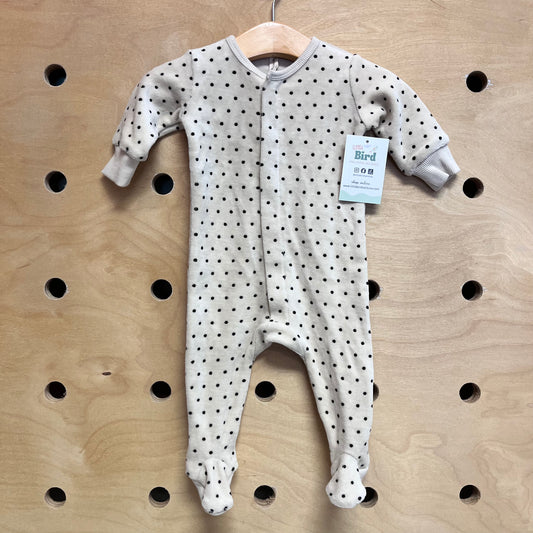 Cream/Black Polka Dot Fleece Footie