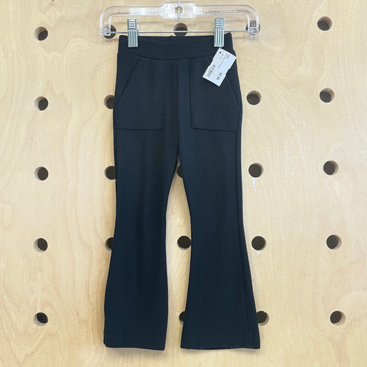 Black Ribbed Flare Leggings