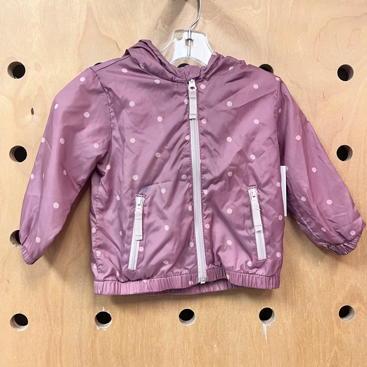 Mauve Polka Dot Hoodie Windbreaker