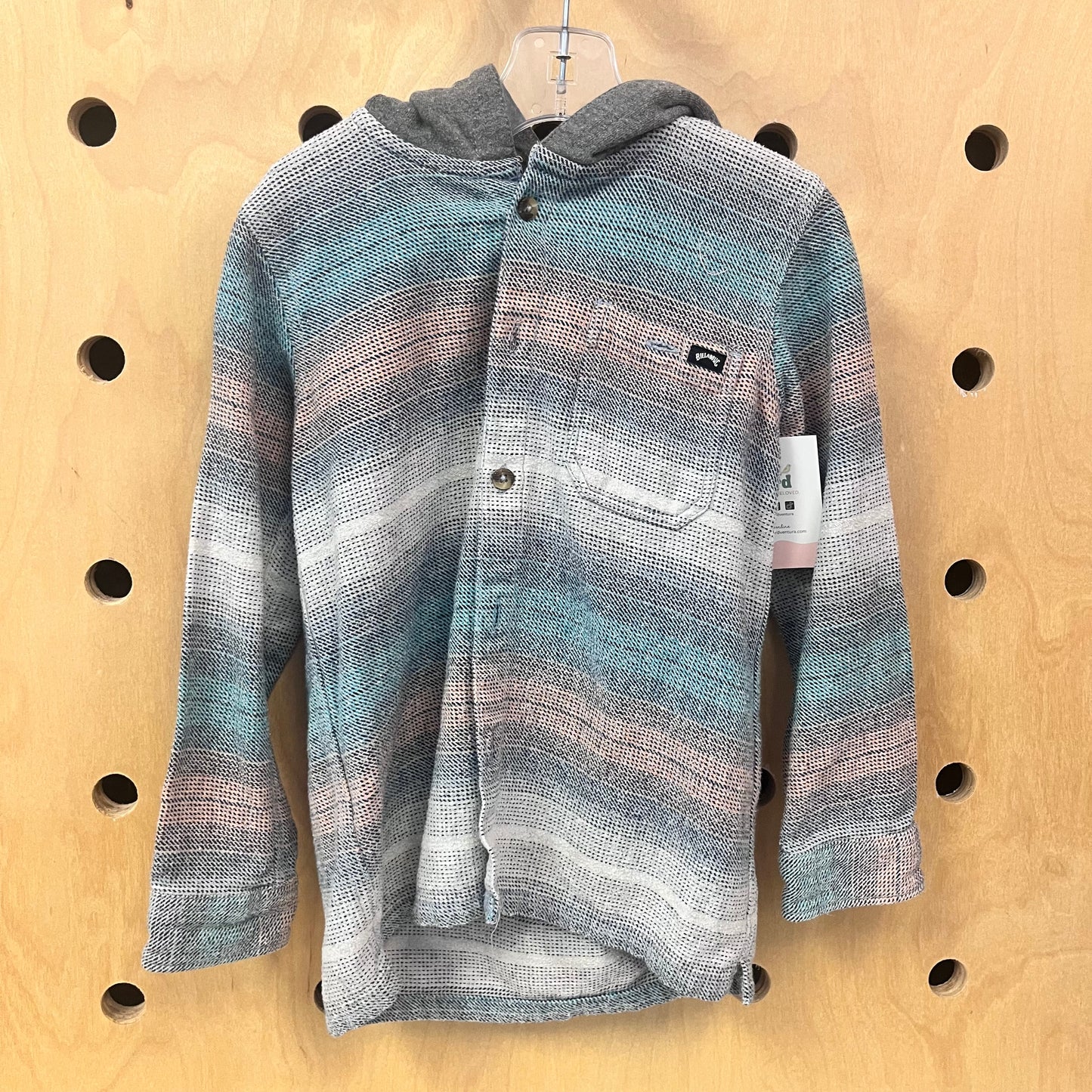 Muted Grey Plaid Hoodie Flannel