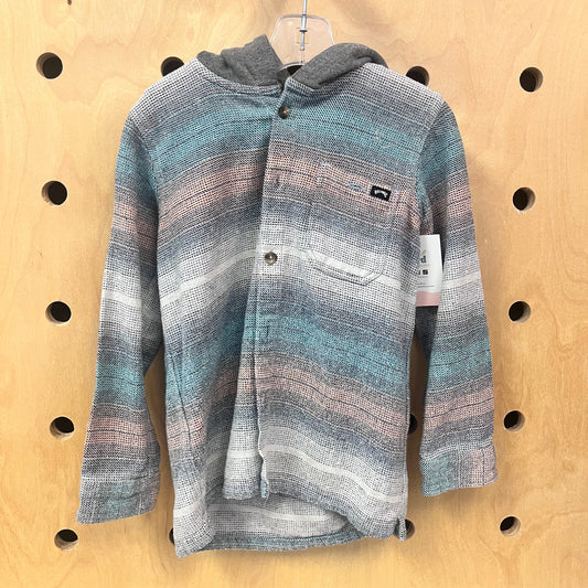 Muted Grey Plaid Hoodie Flannel