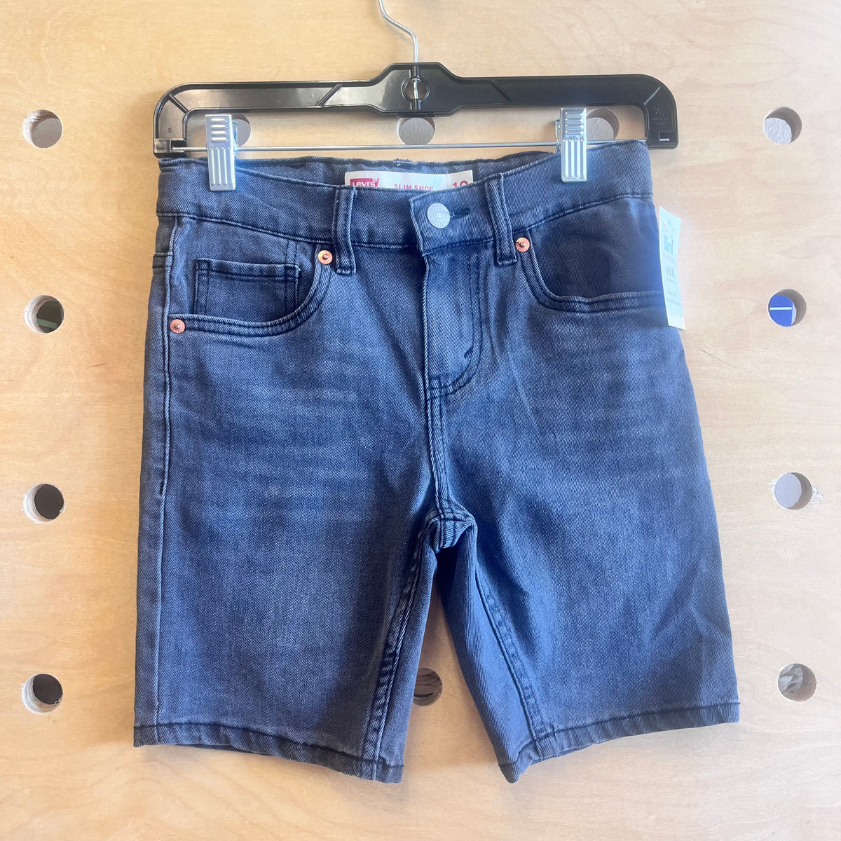Black Slim Denim Shorts