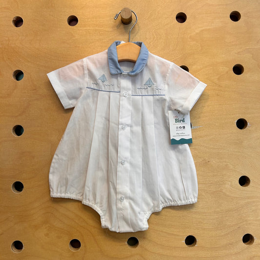Croissant White Sailboat Romper