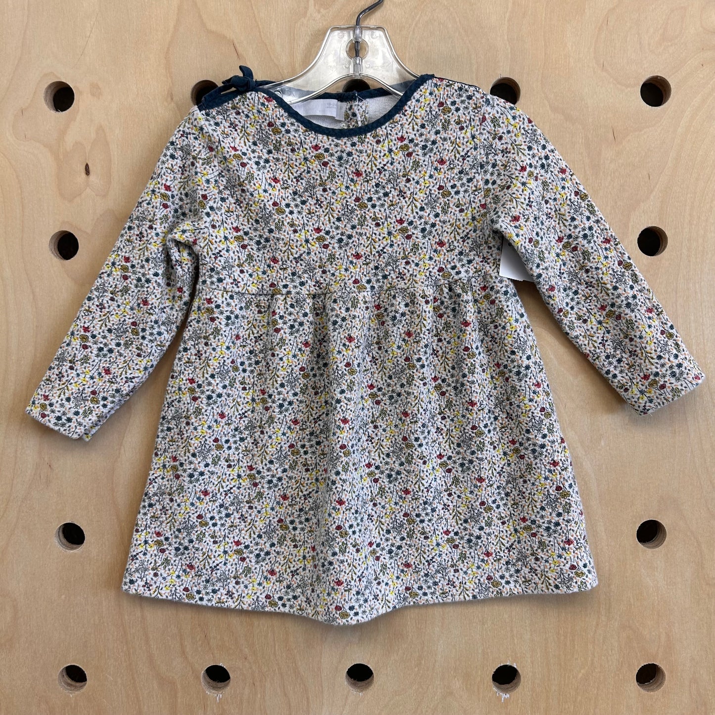 Cream Floral Textured Dress