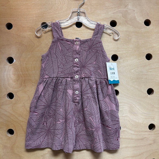 Organic Purple Leaf Button Romper