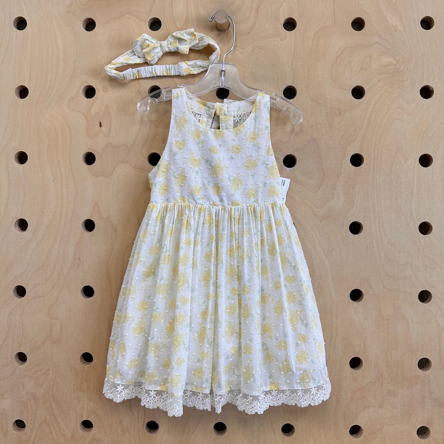 White & Yellow Floral Dress w/ Headband