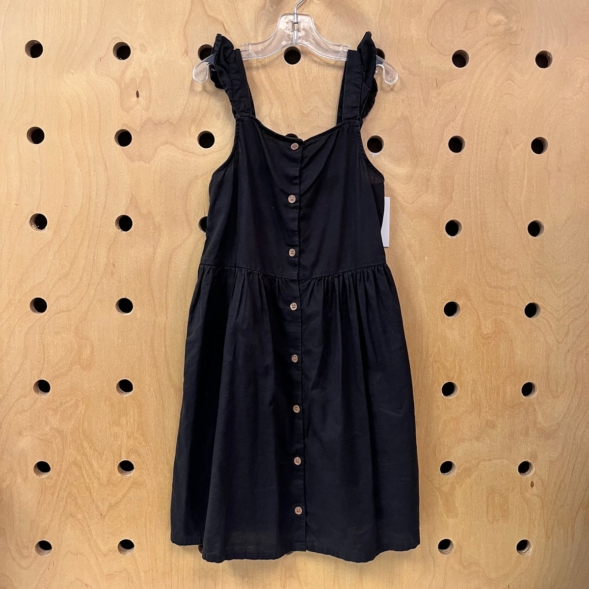 Black Cotton Button Dress