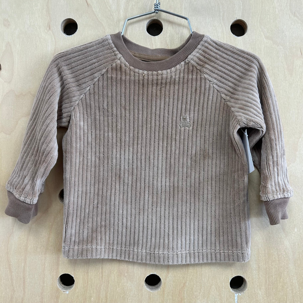 Brown Velour Ribbed Sweatshirt