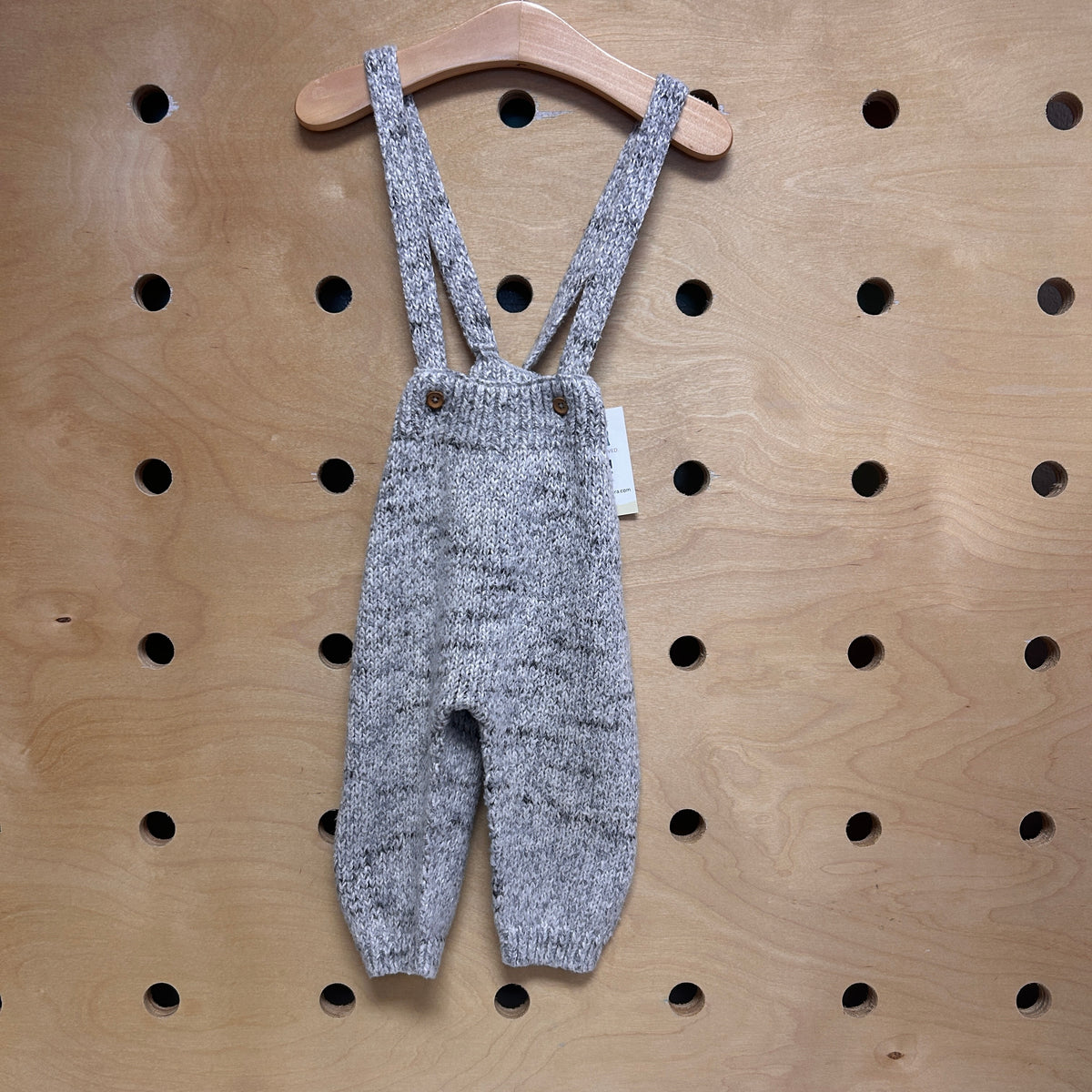 Grey Knitted Suspender Pants