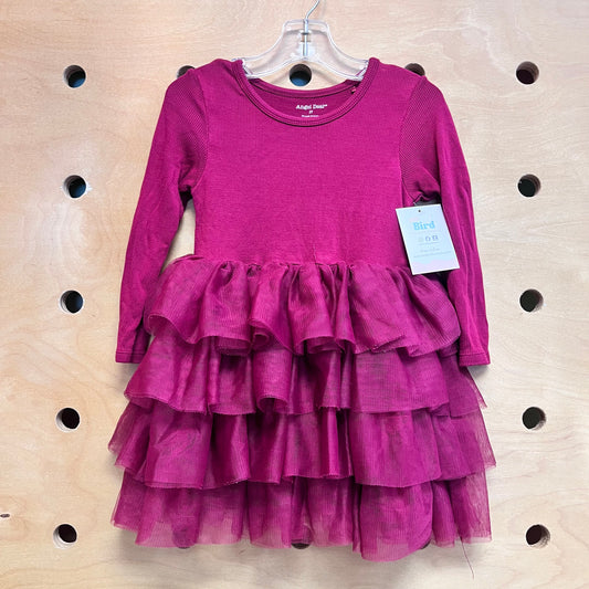 Plum Tulle/Ribbed Model Dress
