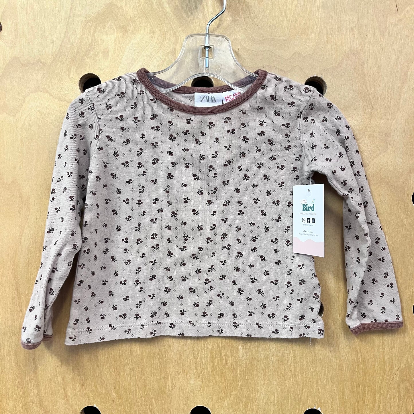 Beige Floral Pointelle Shirt